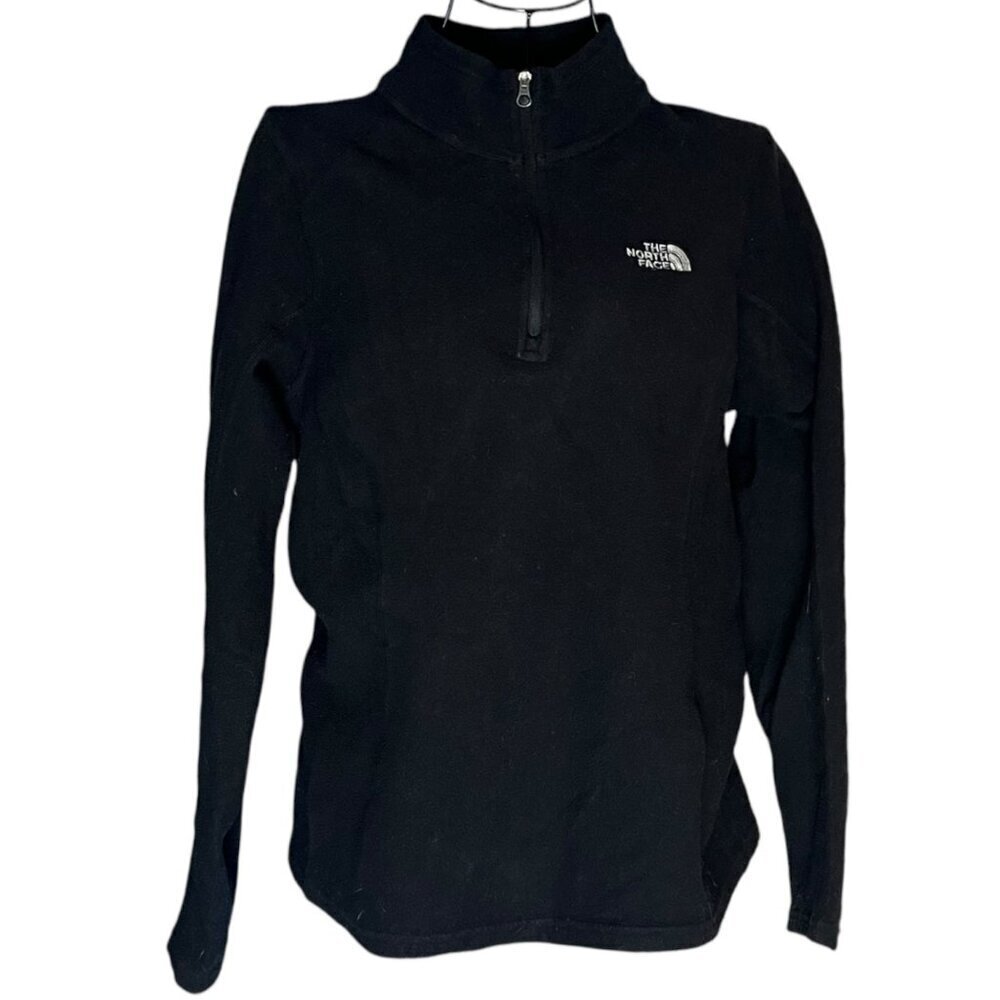 The North Face Women's S 1/4 Zip Fleece Pullover Solid Black Gorpcore Outdoor